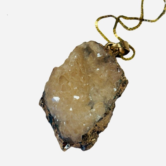 Gold Gemstone Pendant Necklace Crystal - Picture 1 of 7